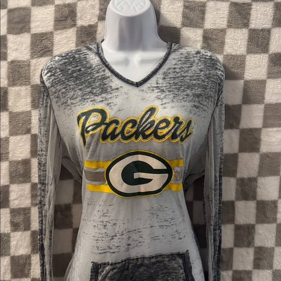 Teens Apparel Women’s Green Bay Packers Long Sleeve Hooded Shirt Size L or 11-13 - Picture 2 of 12